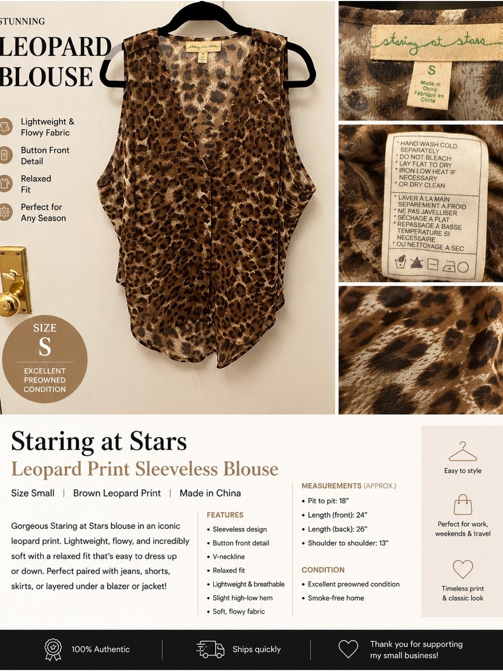 Staring at Stars Brown Leopard Print Sleeveless Blouse